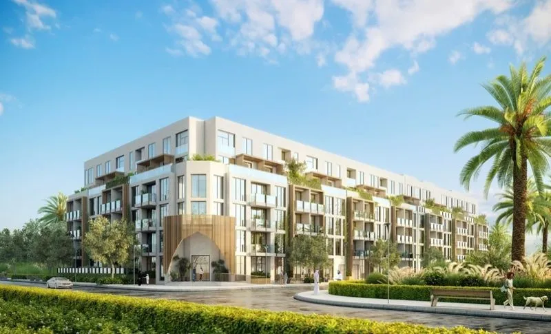 A stunning new apartment complex in Dubai, offering luxurious living spaces and breathtaking views.